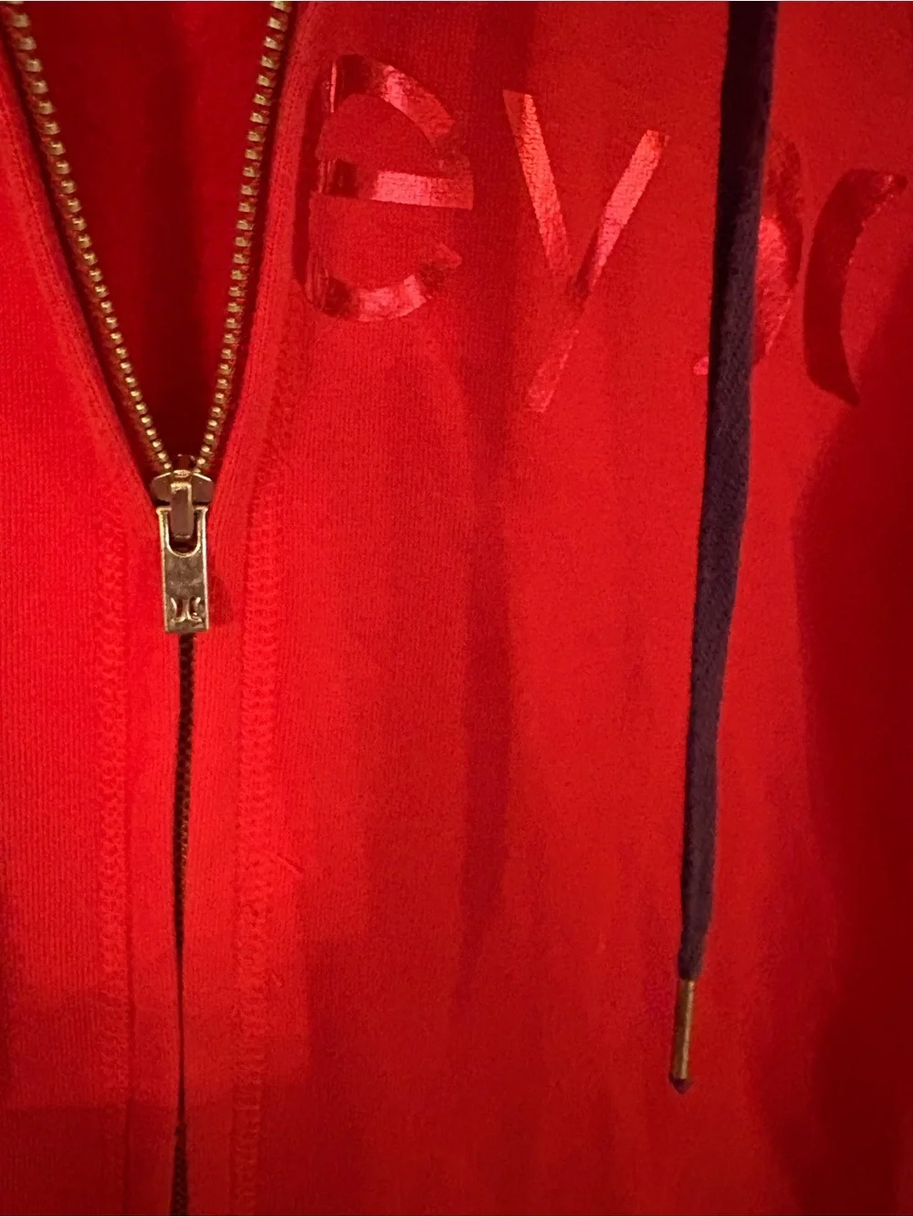 Hurley Red Full-Zip Hoodie with Navy Drawstrings